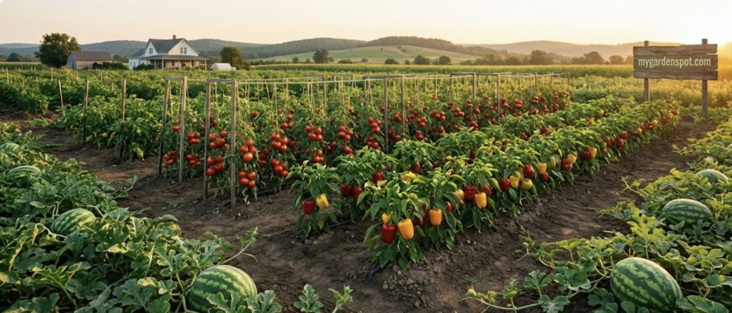Vibrant sunlit community garden