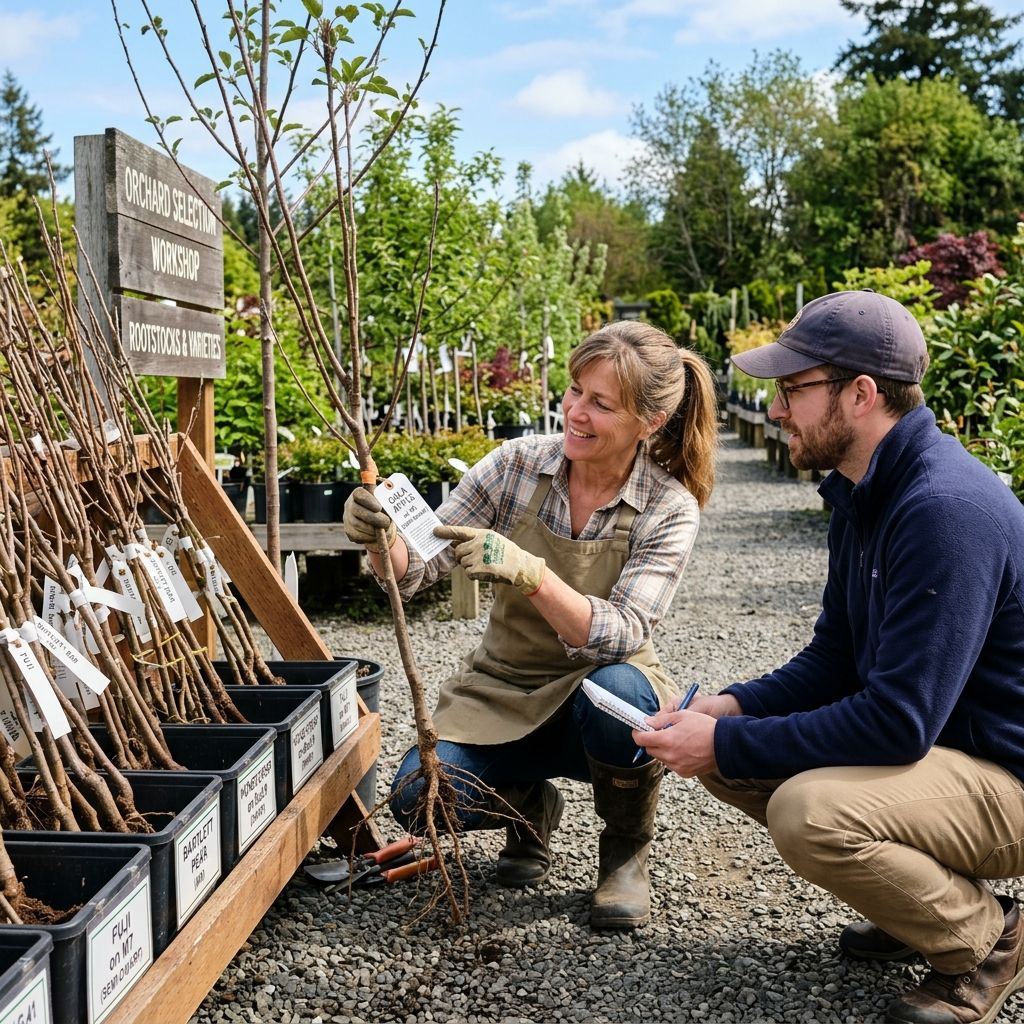 Backyard orchard fruit tree canopy trained for multi-variety scaffold graft production