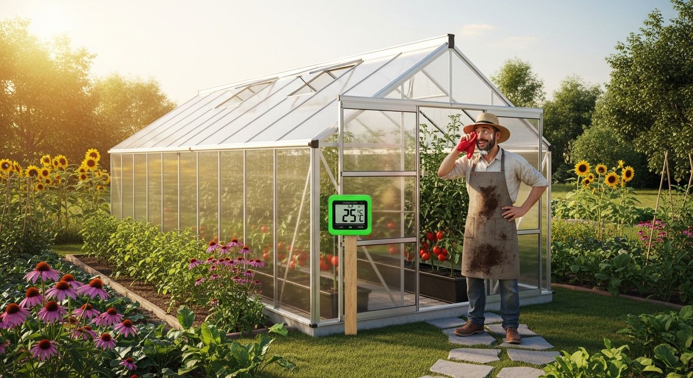 Commercial Gothic-arch greenhouse positioned for optimal solar thermodynamics and summer cross-ventilation