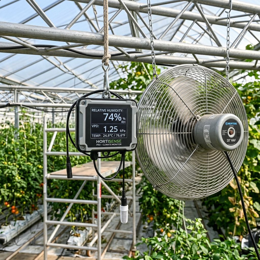 Horizontal Air Flow HAF fans in greenhouse